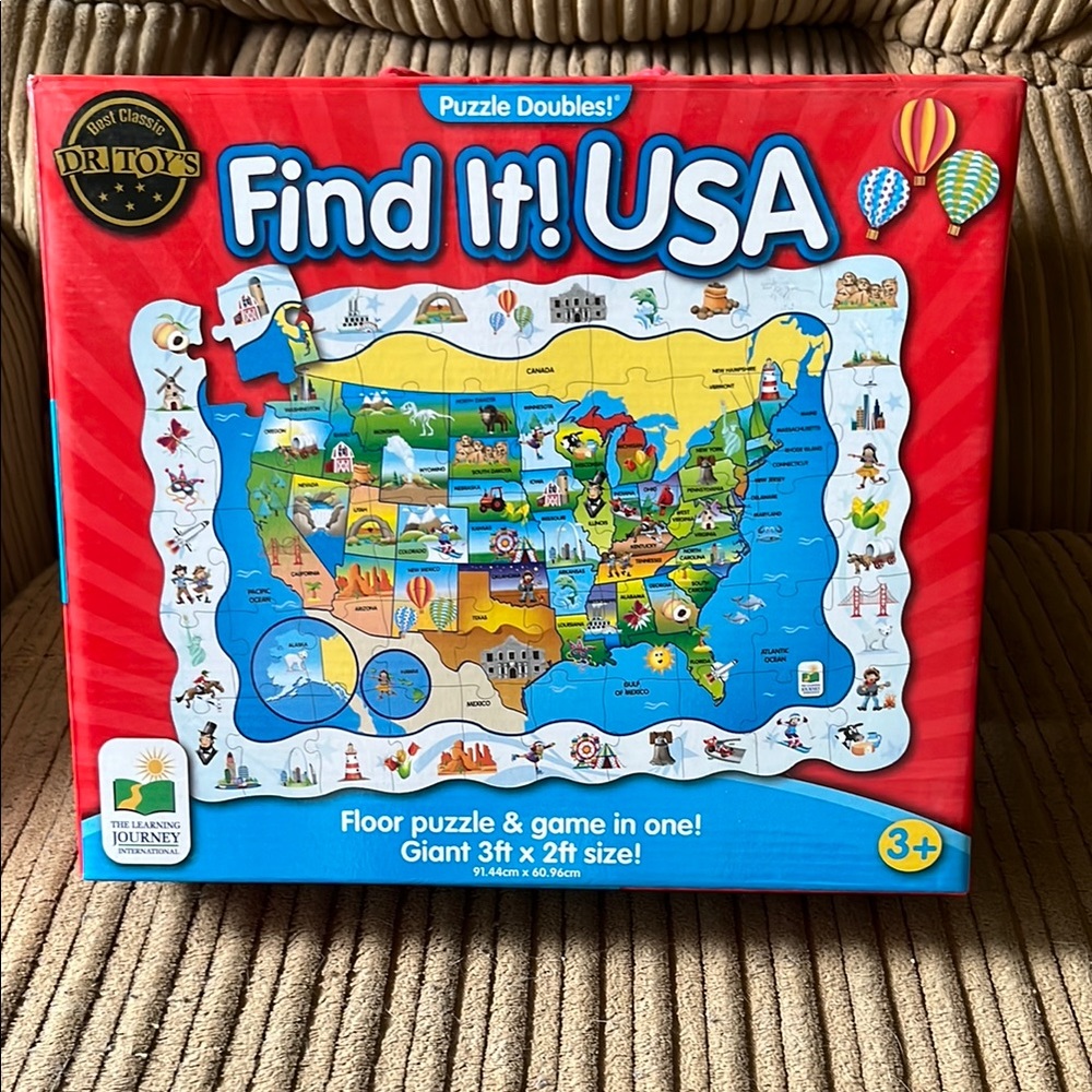 Red and Blue USA Map Puzzle Game
